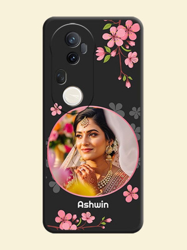 Round Image with Pink Color Floral Design on Photo On Space Black Custom Soft Matte Mobile Back Cover - Vivo T4 Ultra 5G