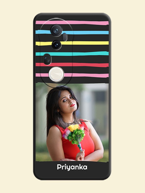 Multicolor Lines with Image On Space Black Custom Soft Matte Mobile Back Cover - Vivo T4 Ultra 5G