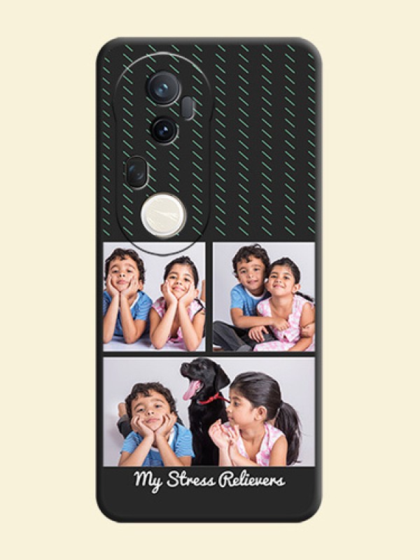 Cross Dotted Pattern with 2 Image Holder On Space Black Custom Soft Matte Mobile Back Cover - Vivo T4 Ultra 5G