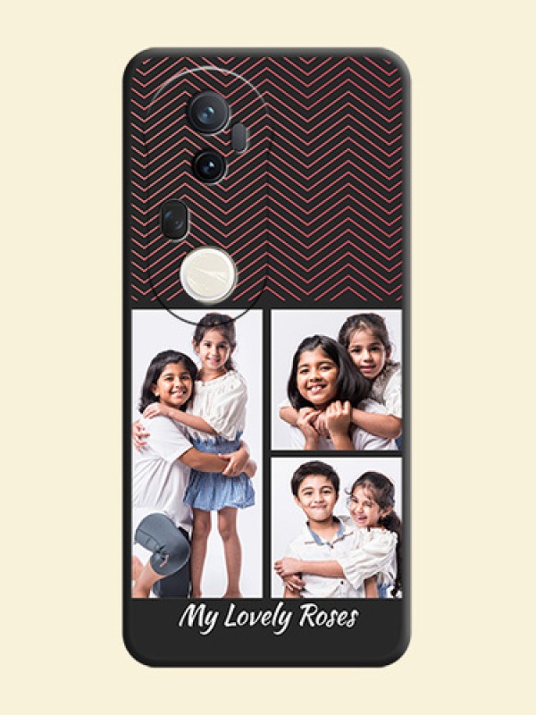 Wave Pattern with 3 Image Holder On Space Black Custom Soft Matte Mobile Back Cover - Vivo T4 Ultra 5G