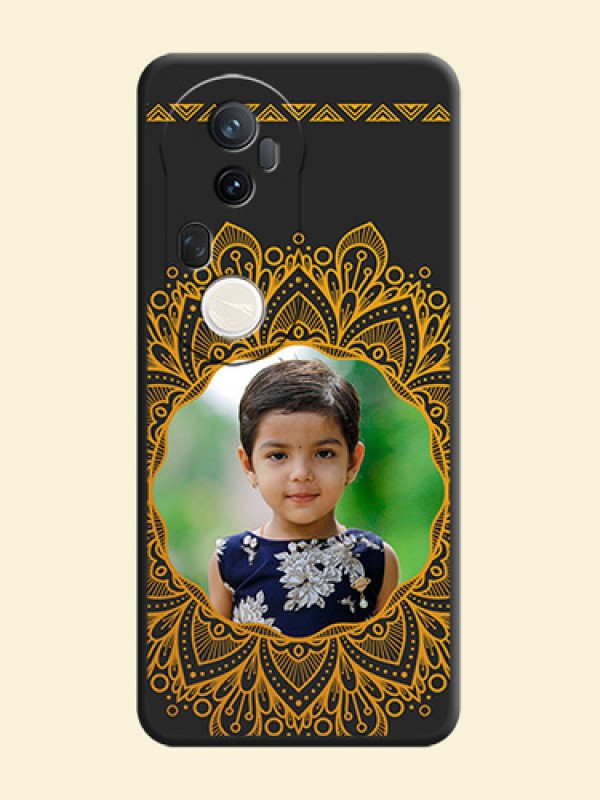 Round Image with Floral Design On Space Black Custom Soft Matte Mobile Back Cover - Vivo T4 Ultra 5G