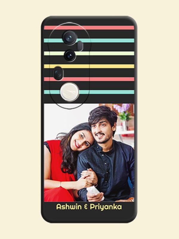Color Stripes with Photo and Text on Photo On Space Black Custom Soft Matte Mobile Back Cover - Vivo T4 Ultra 5G
