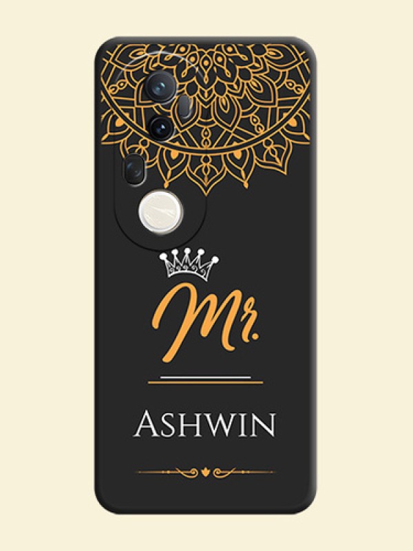 Mr Name with Floral Design On Space Black Custom Soft Matte Mobile Back Cover - Vivo T4 Ultra 5G