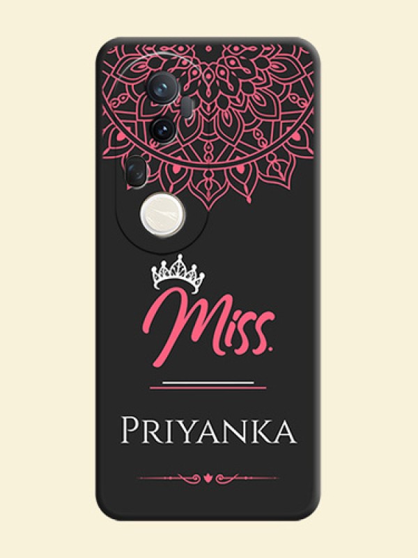 Mrs Name with Floral Design On Space Black Custom Soft Matte Mobile Back Cover - Vivo T4 Ultra 5G