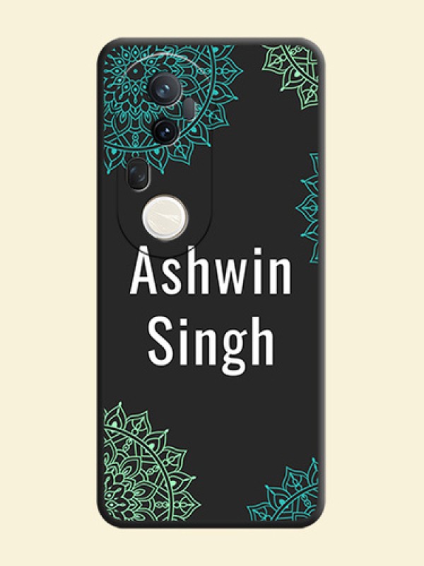 Your Name with Floral Design On Space Black Custom Soft Matte Mobile Back Cover - Vivo T4 Ultra 5G