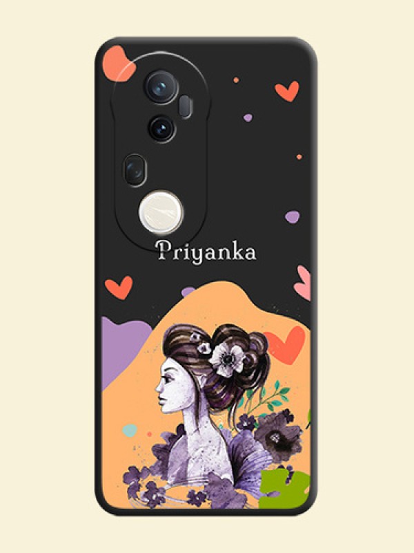 Namecase For Her With Fancy Lady Image On Space Black Custom Soft Matte Mobile Back Cover - Vivo T4 Ultra 5G