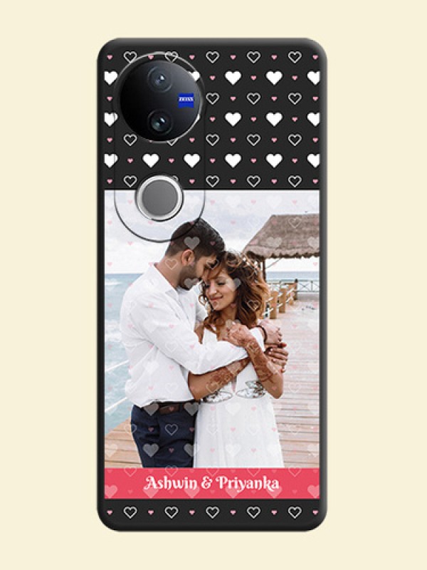 White Color Love Symbols with Text Design on Photo On Space Black Custom Soft Matte Mobile Back Cover - Vivo T4R 5G
