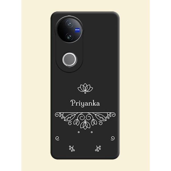 Lotus Garden Custom Text On Space Black Custom Soft Matte Mobile Back Cover - Vivo T4R 5G Lotus Garden Custom Text On Space Black Custom Soft Matte Mobile Back Cover - Vivo T4R 5G