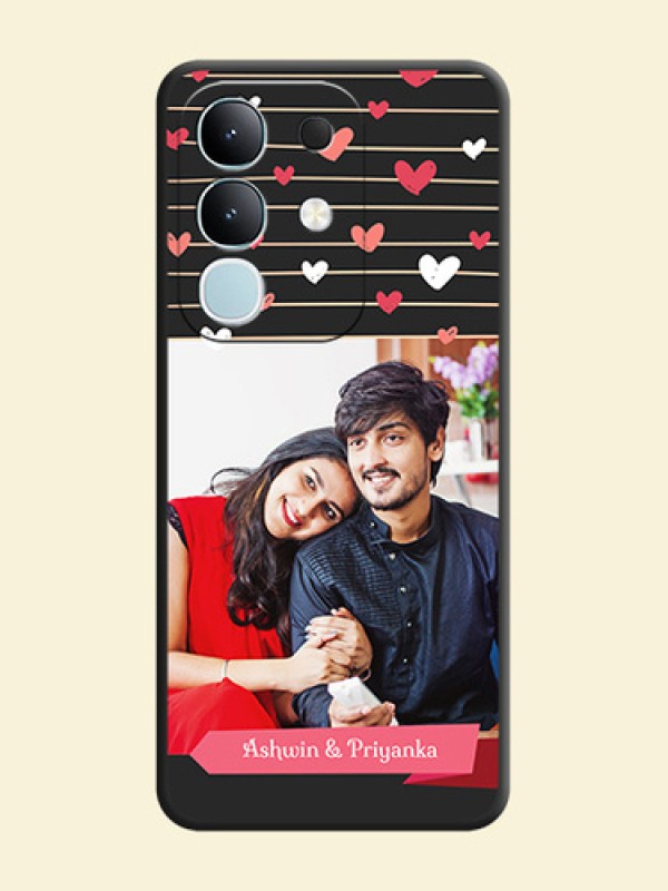 Love Pattern with Name on Pink Ribbon on Photo On Space Black Custom Soft Matte Mobile Back Cover - Vivo T4x 5G