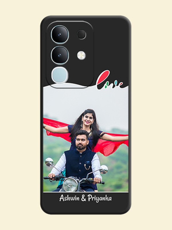 Fall in Love Pattern with Picture on Photo On Space Black Custom Soft Matte Mobile Back Cover - Vivo T4x 5G