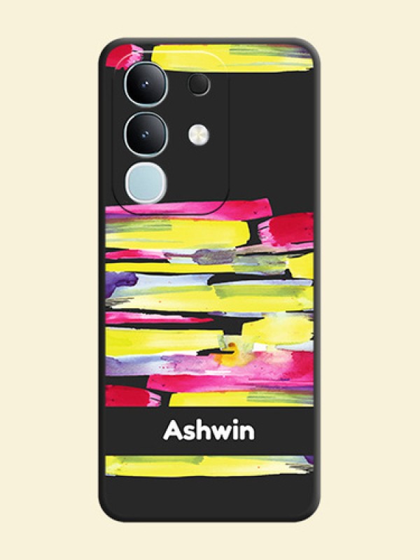 Brush Coloured On Space Black Custom Soft Matte Mobile Back Cover - Vivo T4x 5G