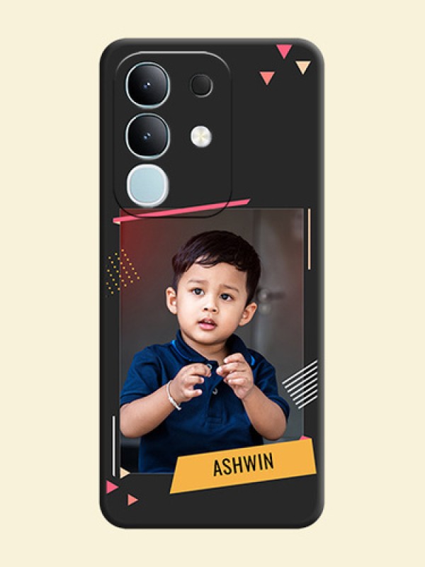 Photo Frame with Triangle Small Dots on Photo On Space Black Custom Soft Matte Mobile Back Cover - Vivo T4x 5G