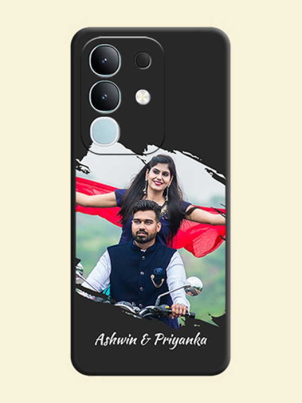 Grunge Brush Strokes on Photo On Space Black Custom Soft Matte Mobile Back Cover - Vivo T4x 5G