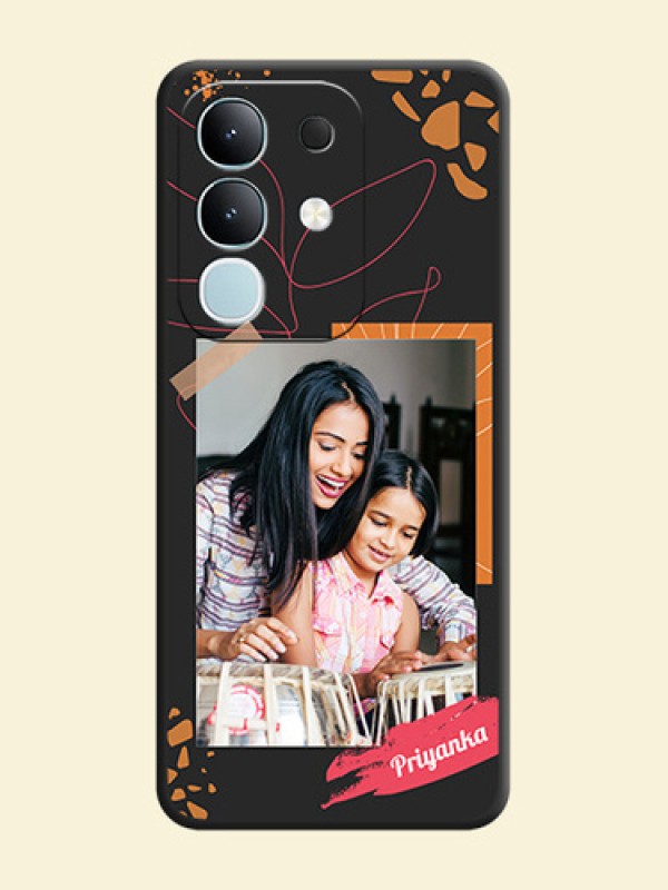 Orange Photo Frame On Space Black Custom Soft Matte Mobile Back Cover - Vivo T4x 5G