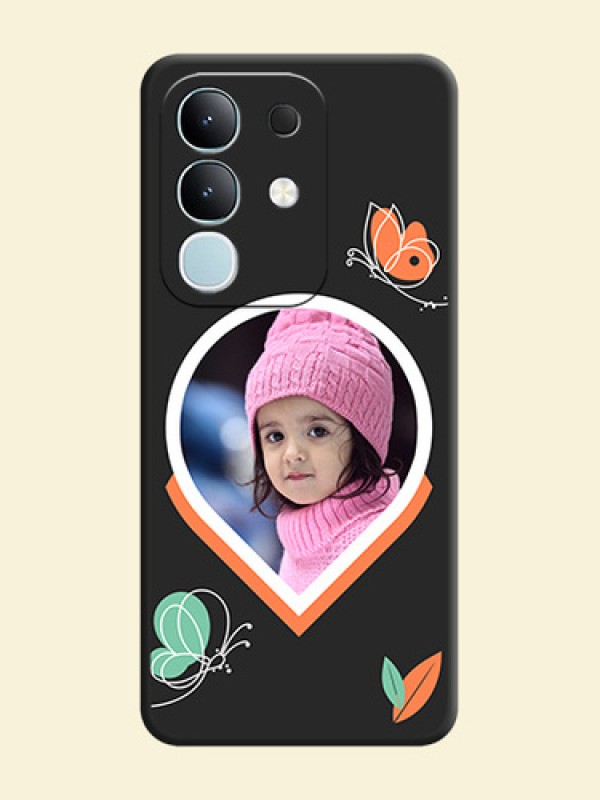 Upload Pic With Simple Butterly Design On Space Black Custom Soft Matte Mobile Back Cover - Vivo T4x 5G