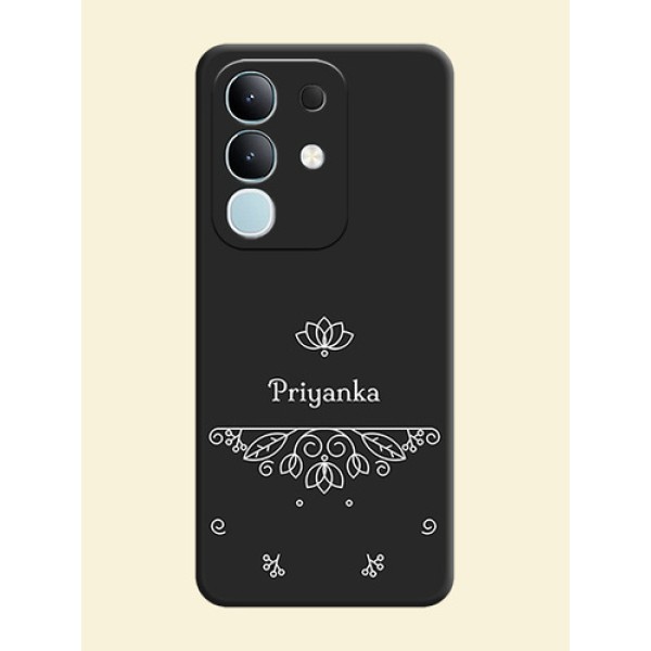 Lotus Garden Custom Text On Space Black Custom Soft Matte Mobile Back Cover - Vivo T4x 5G Lotus Garden Custom Text On Space Black Custom Soft Matte Mobile Back Cover - Vivo T4x 5G