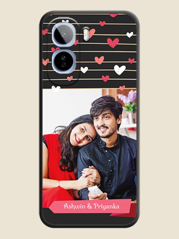 Love Pattern with Name on Pink Ribbon on Photo On Space Black Custom Soft Matte Mobile Back Cover - Vivo T5 Pro 5G