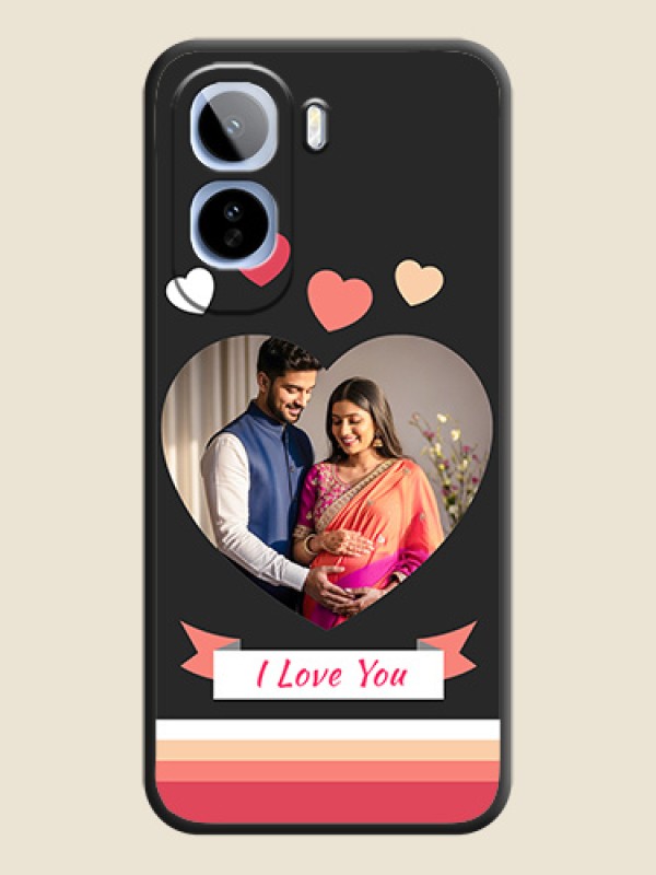 Love Shaped Photo with Colorful Stripes On Space Black Custom Soft Matte Mobile Back Cover - Vivo T5 Pro 5G