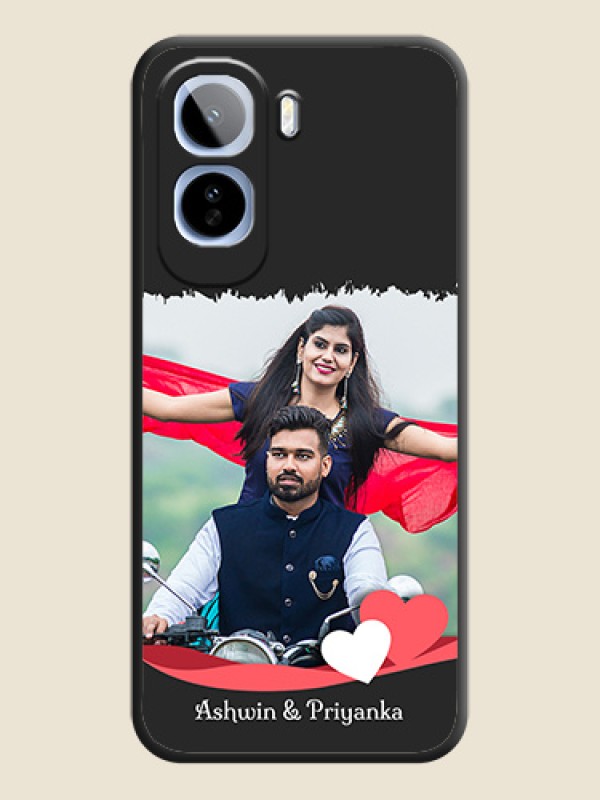 Pin Color Love Shaped Ribbon Design with Text On Space Black Custom Soft Matte Mobile Back Cover - Vivo T5 Pro 5G