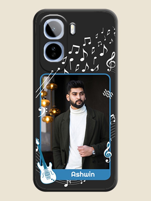 Musical Theme Design with Text on Photo On Space Black Custom Soft Matte Mobile Back Cover - Vivo T5 Pro 5G