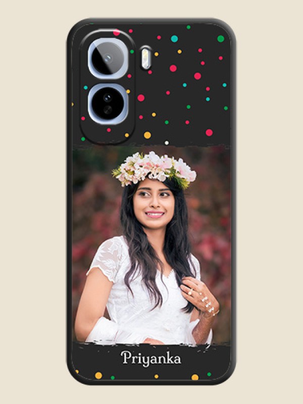 Multicolor Dotted Pattern with Text On Space Black Custom Soft Matte Mobile Back Cover - Vivo T5 Pro 5G