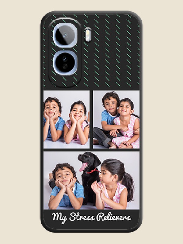 Cross Dotted Pattern with 2 Image Holder On Space Black Custom Soft Matte Mobile Back Cover - Vivo T5 Pro 5G
