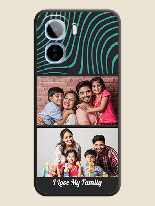 Wave Pattern with 2 Image Holder On Space Black Custom Soft Matte Mobile Back Cover - Vivo T5 Pro 5G