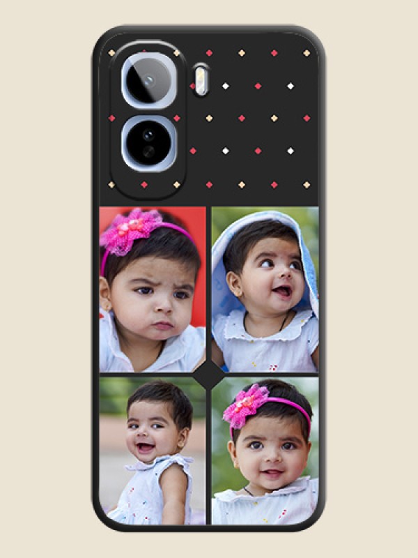 Multicolor Dotted Pattern with 4 Image Holder On Space Black Custom Soft Matte Mobile Back Cover - Vivo T5 Pro 5G