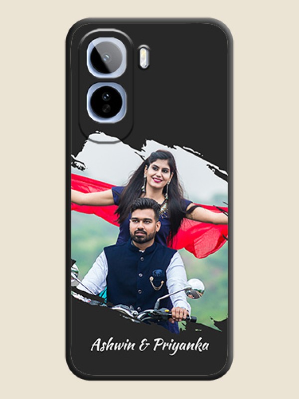 Grunge Brush Strokes on Photo On Space Black Custom Soft Matte Mobile Back Cover - Vivo T5 Pro 5G