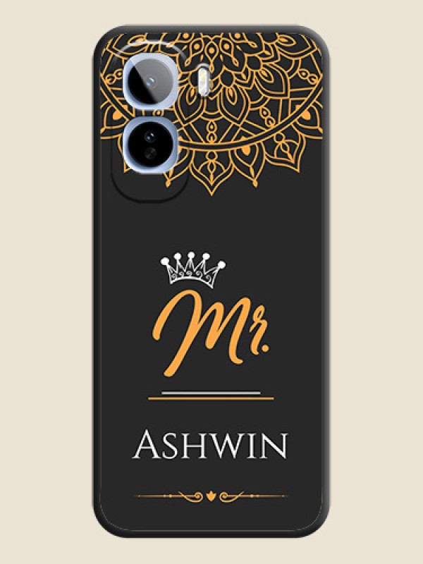Mr Name with Floral Design On Space Black Custom Soft Matte Mobile Back Cover - Vivo T5 Pro 5G