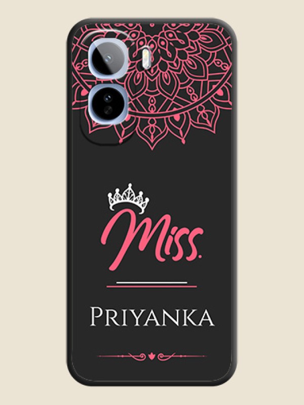 Mrs Name with Floral Design On Space Black Custom Soft Matte Mobile Back Cover - Vivo T5 Pro 5G