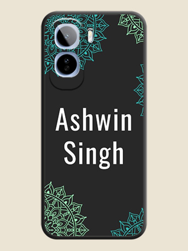 Your Name with Floral Design On Space Black Custom Soft Matte Mobile Back Cover - Vivo T5 Pro 5G