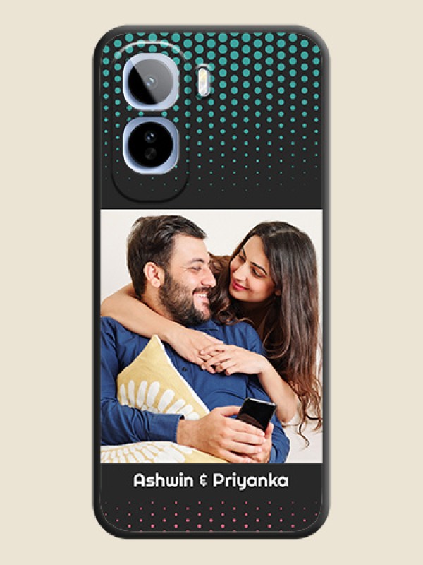 Faded Dots with Grunge Photo Frame and Text On Space Black Custom Soft Matte Mobile Back Cover - Vivo T5 Pro 5G