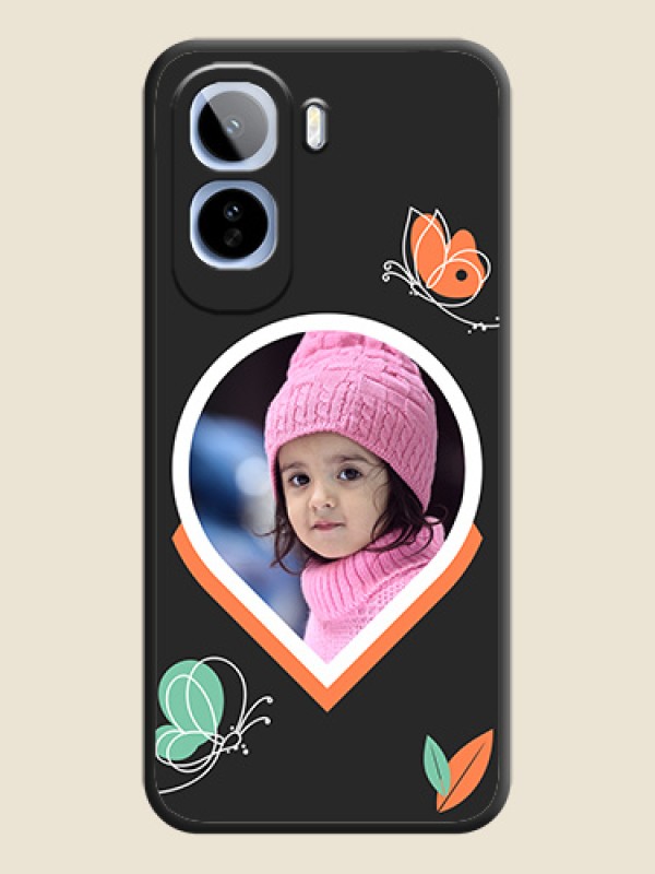 Upload Pic With Simple Butterly Design On Space Black Custom Soft Matte Mobile Back Cover - Vivo T5 Pro 5G