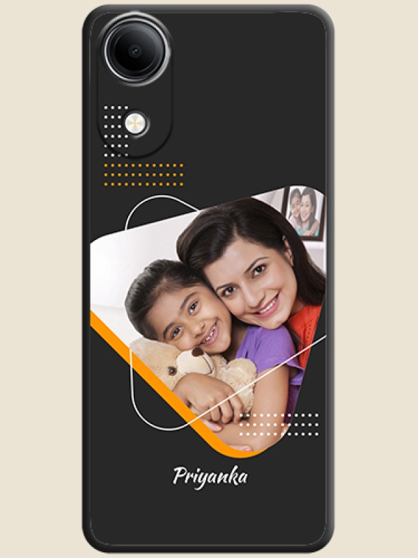 Yellow Triangle on Photo On Space Black Custom Soft Matte Mobile Back Cover - Vivo T5e 4G