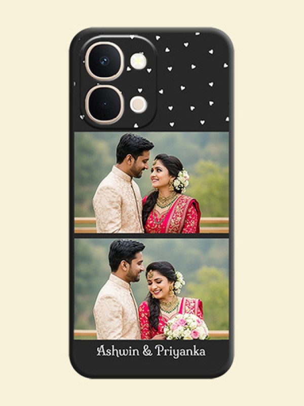 Miniature Love Symbols with Name On Space Black Custom Soft Matte Mobile Back Cover - Vivo T5X 5G