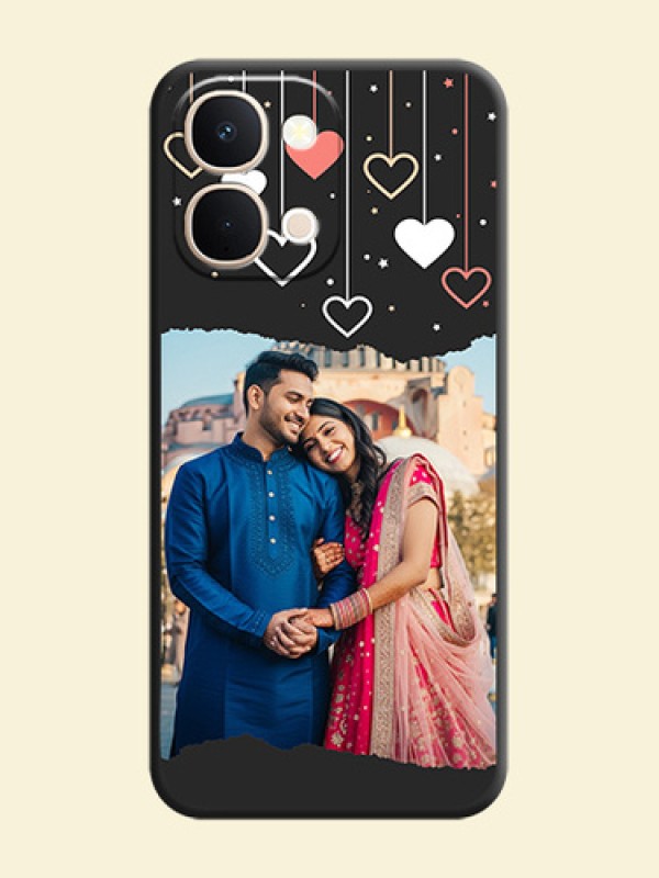 Love Hangings with Splash Wave Picture On Space Black Custom Soft Matte Mobile Back Cover - Vivo T5X 5G