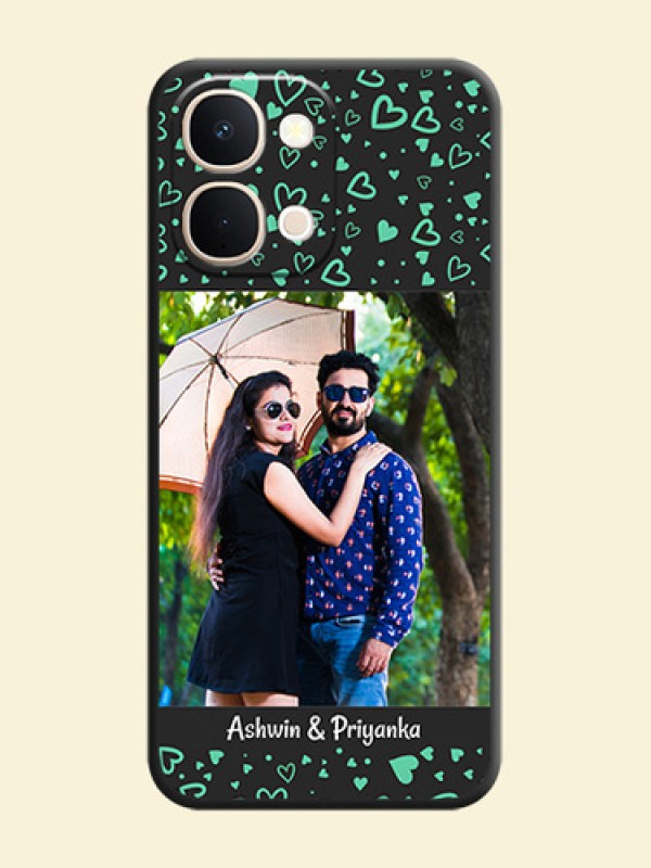 Sea Green Indefinite Love Pattern on Photo On Space Black Custom Soft Matte Mobile Back Cover - Vivo T5X 5G