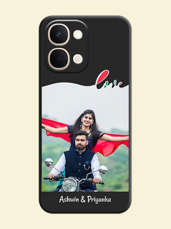 Fall in Love Pattern with Picture on Photo On Space Black Custom Soft Matte Mobile Back Cover - Vivo T5X 5G