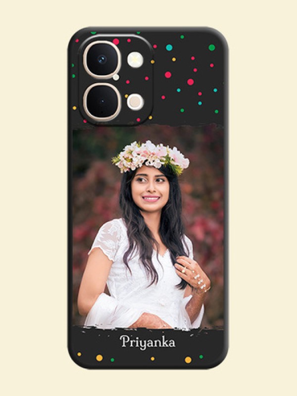 Multicolor Dotted Pattern with Text On Space Black Custom Soft Matte Mobile Back Cover - Vivo T5X 5G