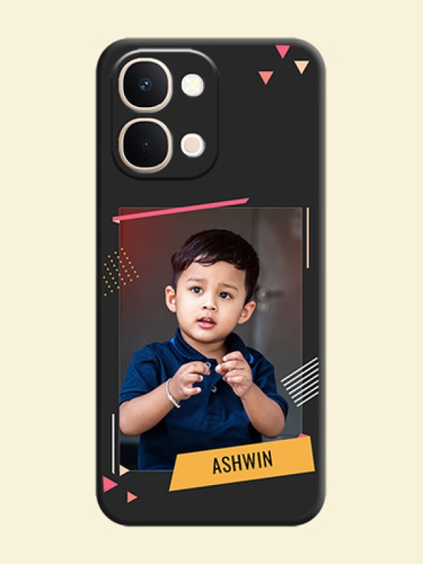 Photo Frame with Triangle Small Dots on Photo On Space Black Custom Soft Matte Mobile Back Cover - Vivo T5X 5G