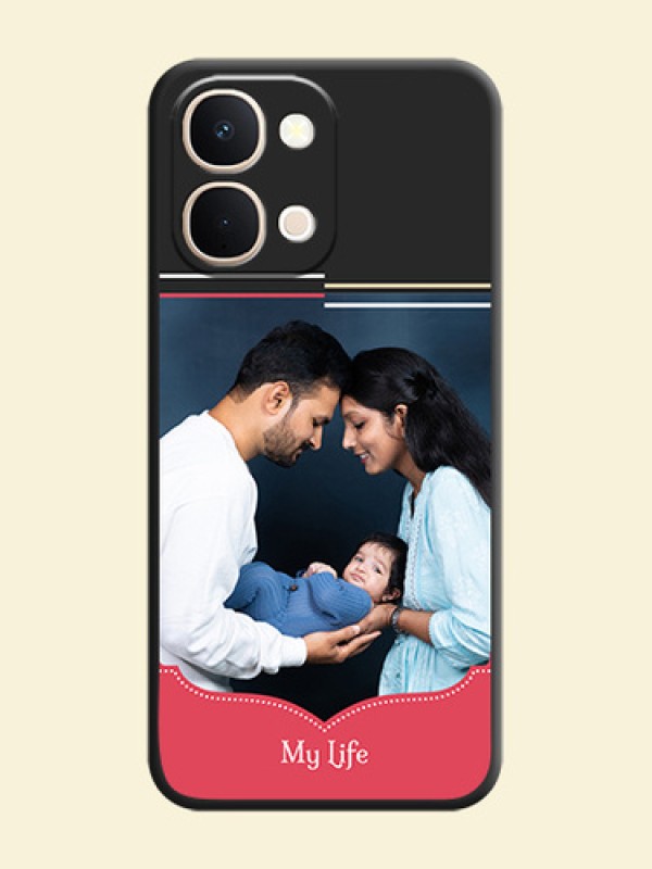 Classic Plain Design with Name On Space Black Custom Soft Matte Mobile Back Cover - Vivo T5X 5G