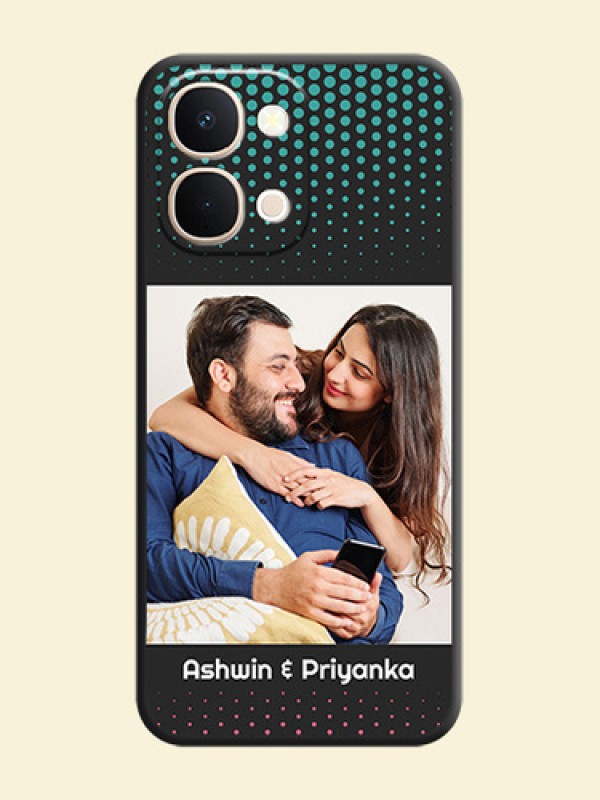 Faded Dots with Grunge Photo Frame and Text On Space Black Custom Soft Matte Mobile Back Cover - Vivo T5X 5G