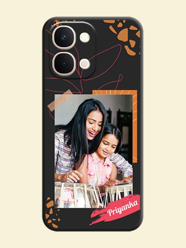 Orange Photo Frame On Space Black Custom Soft Matte Mobile Back Cover - Vivo T5X 5G
