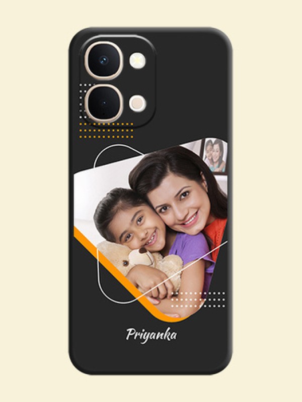 Yellow Triangle on Photo On Space Black Custom Soft Matte Mobile Back Cover - Vivo T5X 5G