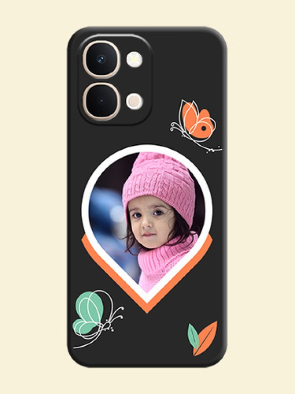 Upload Pic With Simple Butterly Design On Space Black Custom Soft Matte Mobile Back Cover - Vivo T5X 5G
