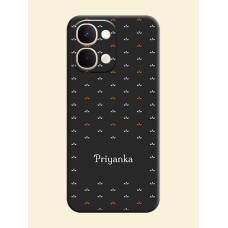 Simple Pattern With Custom Text On Space Black Custom Soft Matte Mobile Back Cover - Vivo T5X 5G