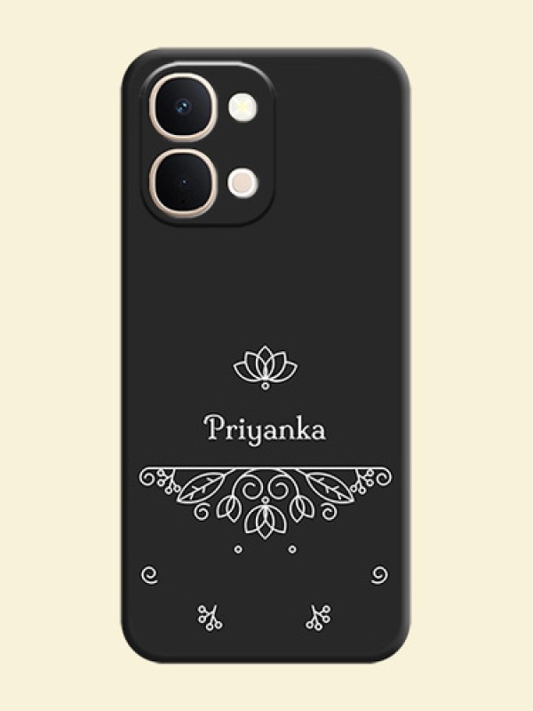 Lotus Garden Custom Text On Space Black Custom Soft Matte Mobile Back Cover - Vivo T5X 5G