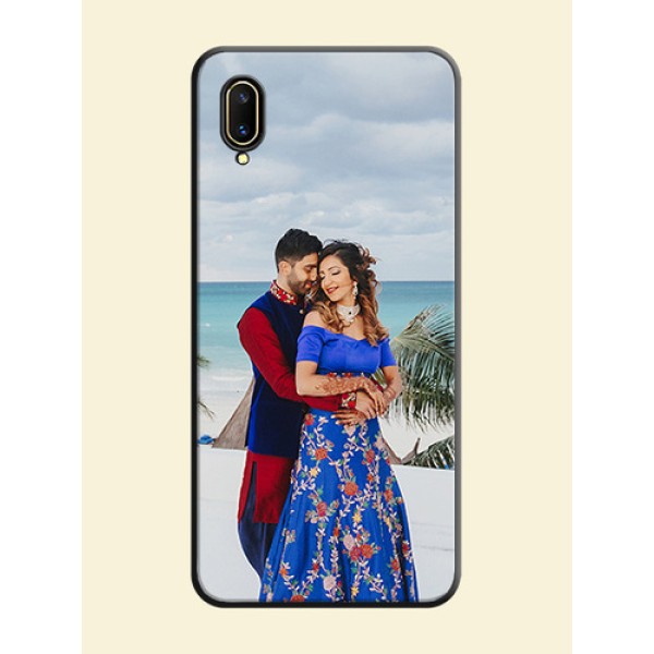 Full Single Pic Upload On Space Black Personalized Soft Matte Phone Covers -Vivo V11 Pro