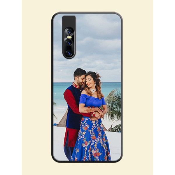 Full Single Pic Upload On Space Black Personalized Soft Matte Phone Covers -Vivo V15 Pro